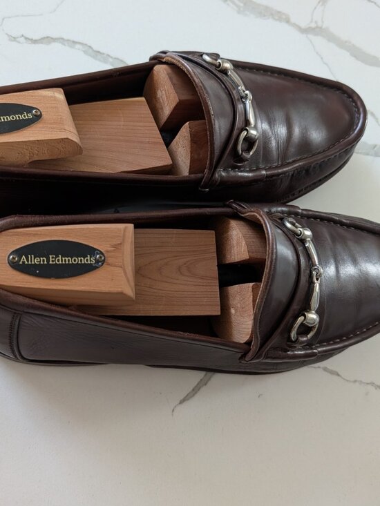 Allen Edmonds Verona Bit Leather Brown Dress Loafer 10 W EEE new soles